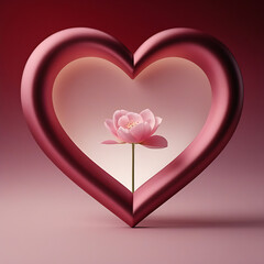 Delicate Lotus Blossom Inside a Rose Gold Heart