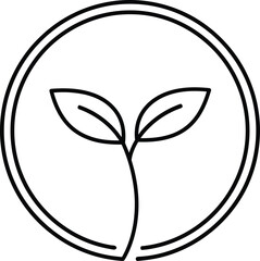 Simple line art logo of a plant inside a circle