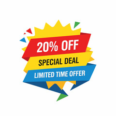 20 Percent Off Special Deal Limited Time Offer Banner