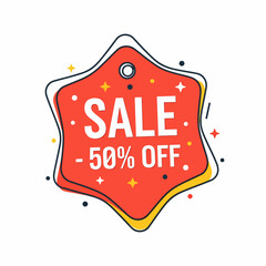 Flash Sale Badge Encouraging Quick Purchase Decisions, 50 Percent Off Special Deal Limited Time Offer Banner