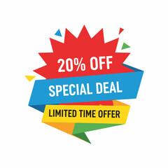 Special discount symbol. 3D Round sticker badge with offer message. Advertising discounts symbol. Promotion set for shopping marketing, clearance sale and advertisement Vector illustration.