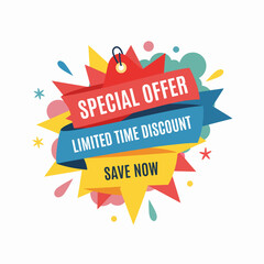 Red Special offer mega sale tag, set of banner elements for website and advertising