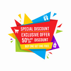 Red Special offer mega sale tag, set of banner elements for website and advertising