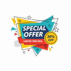 Special offer mega sale tag, set of banner elements for website and advertising