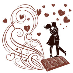 Obraz premium Chocolate box surprise proposal-with couple react