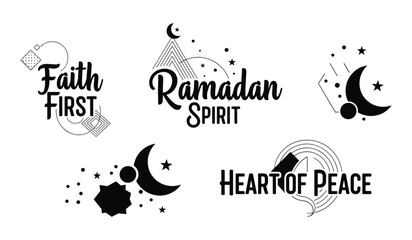 Fototapeta premium Collection of Islamic and Inspirational Typography Designs with Celestial and Geometric Elements Ramadan