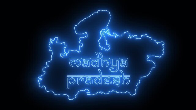 Madhya Pradesh India State Territory Map Glowing Effect 4K Video