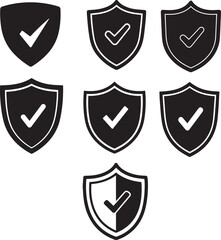 Verified Security Shield and Data Protection Vector Set