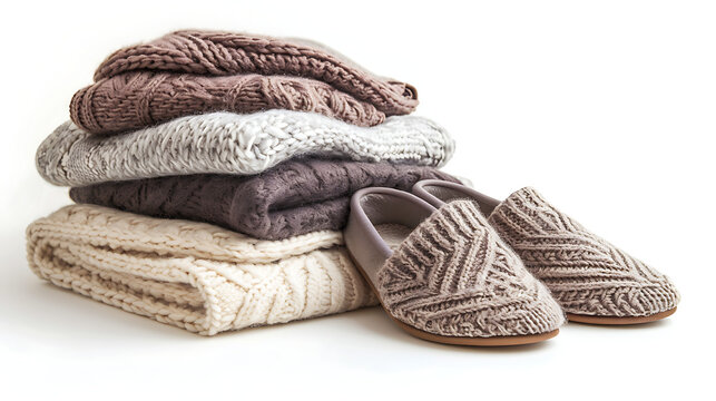 Warm Wool Pullovers with Cozy Slippers