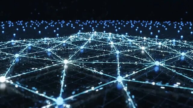 Network connections digital blue nodes lines futuristic technology background