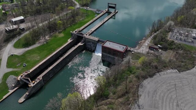 Seneca Falls, NY Lock and Dam part of Erie Canal system featuring double chamber design connects Seneca and Cayuga Lakes Central New York State