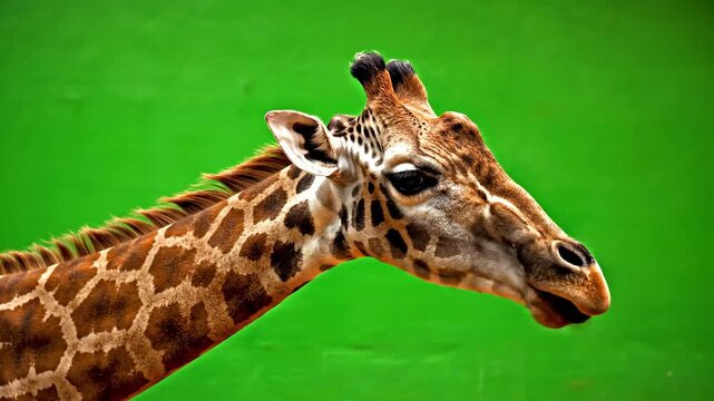 Giraffe with Spotted Pattern on Green Background