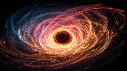 Naklejka premium Glowing Dimensional Portal Created from Light Trails in a Swirling Vibrant Pattern