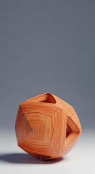 Detailed shot of highly polished, precisely cut wooden elements forming an an abstract, three-dimensional geometrical structure on a plain surface, element, design, triangle