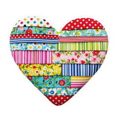 Fototapeta premium Colorful patchwork heart isolated on transparent background