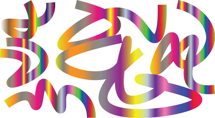 Abstract Vibrant Rainbow Gradient Fluid Calligraphic Vector Shapes