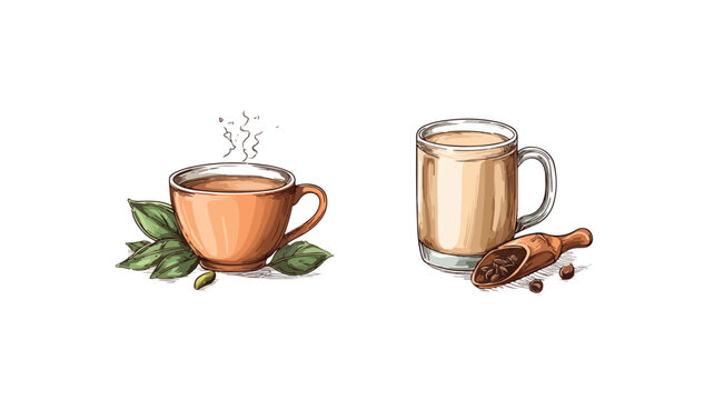 Chai Logo Design and Karak Milk Chai Illustration Vector