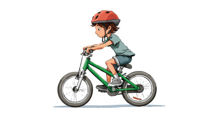Naklejka premium Child Riding Bicycle White Background Illustration Vector