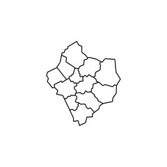 Naklejka premium Leicestershire Map with Administrative Districts - UK County Vector