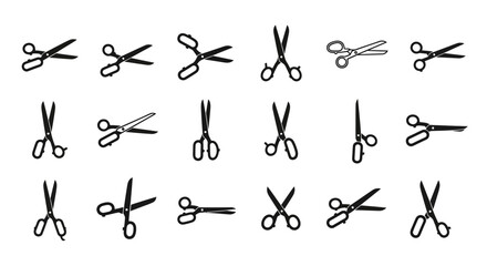 Scissors collection, hand-drawn vector icons