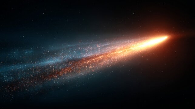Stunning Comet in Deep Space with Blazing Tail and Glittering Starry Background