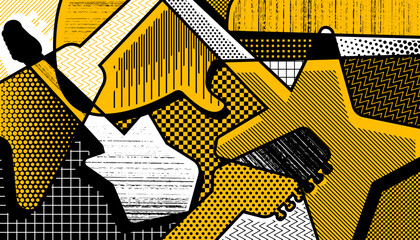 Rock party background decorated with guitar for a music festival banner or concert poster.
