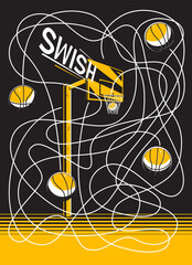Maze game basketball. Choose a basketball swish through the net
