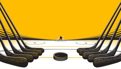 Ice hockey on rink. Sport background design.
