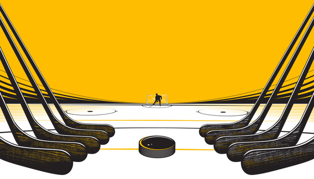 Ice hockey on rink. Sport background design.

