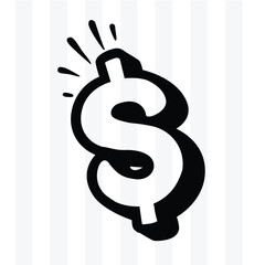 Hand-Drawn Dollar Sign Icon with Comic Style Motion Lines