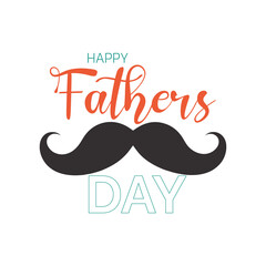 Happy Fathers Day text with mustache and white background