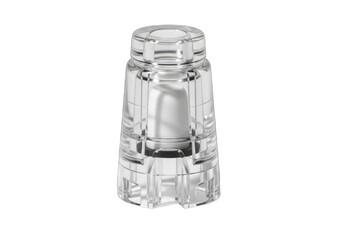 Clear plastic container with white textured object inside