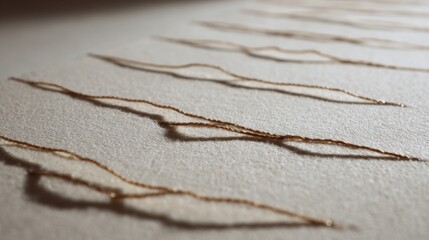 Hand Stitched Lines Creating Calm Rhythm on Neutral Background with Delicate Texture and Intricate Details