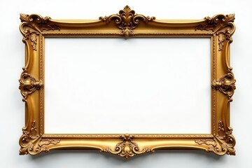 Elegant gold vintage frames, ornate details, white background, invitation, wedding