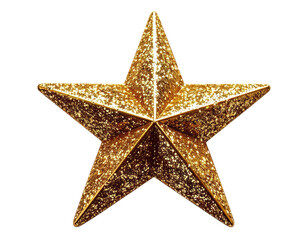 Obraz premium Golden, five-pointed star on black, glittering with texture