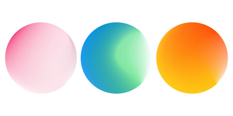 Set abstract color circle gradient noise gradation. Abstract colorful watercolor blur mesh on isolated transparent background modern