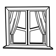 Window Silhouette Line Art Vector Illustration