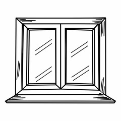 Window Silhouette Line Art Vector Illustration