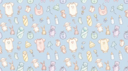 seamless pattern with baby theme