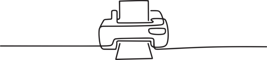 Printer one line drawing.one line icon illustration in white Background.