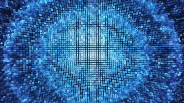 Abstract digital wave pattern animation with square pixels and blue light