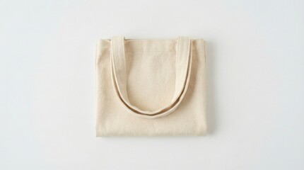 Neutral Beige Fabric Tote Bag with Dual Handles Displayed on a White Background