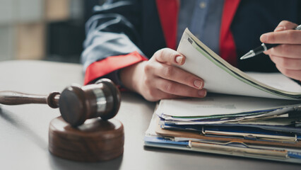 The judge working on legal document