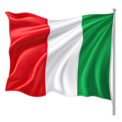 Obraz premium A waving flag with vertical stripes of red, white, and green on a black background