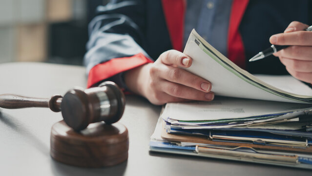 The judge working on legal document