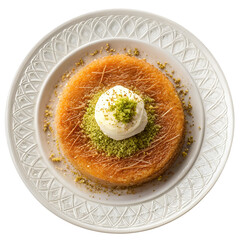 Top View of Turkish Kunefe Isolated on Transparent Background