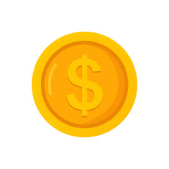 Obraz premium Gold Coin with Dollar Sign: A vibrant gold coin gleams with the universal symbol of financial transactions, the dollar sign, representing wealth, value, and economic prosperity.