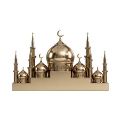 Golden Mosque Structure on Transparent Background Festive Decor