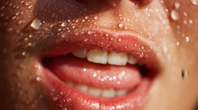 Close-up of lips hovering near a water surface, condensation forming between breath and liquid. Tension and thirst implied through texture, proximity, and atmospheric detail.
