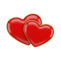 Fototapeta premium Two interlocking red hearts isolated on transparent background